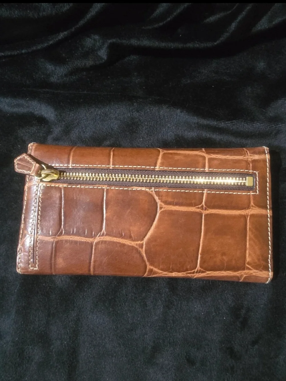 Dooney & Bourke Brown Croc-Embossed Leather Wallet